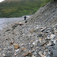 Waste Pile at Grey River Tungsten Deposit